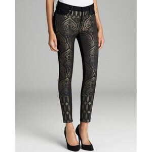 New 7 For All Mankind The Pieced Skinny Jeans in Art Nouveau Jacquard Size 28